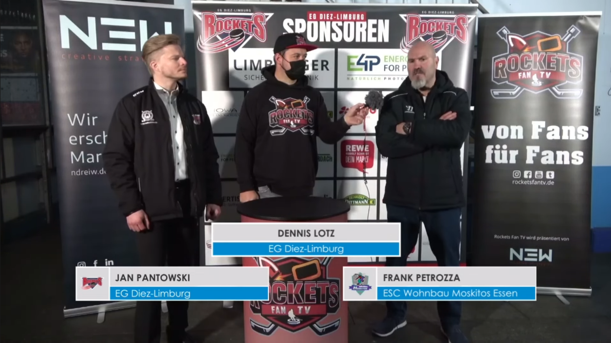 Rockets Fan TV -  Pressekonferenz Spiel EG Diez Limburg gegen Moskitos Essen 04012022